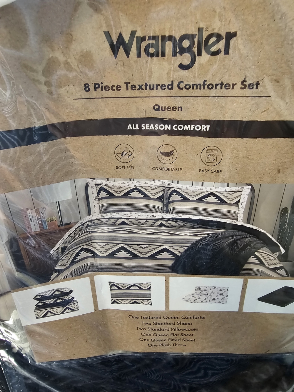 Wrangler 8-Piece Textured Comforter Set - Black & White Tribal - Picture 4 of 8
